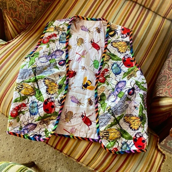 Reversible Insect Print Quilted Vest - Picture 1 of 3